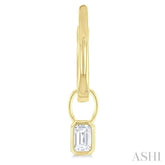 1/3 Ctw Bezel Set Emerald Cut Diamond Huggie Earrings in 10K Yellow Gold